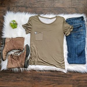 szS Zara olive green jewel pocket shirt